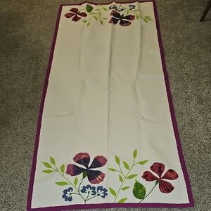 Yankee Candld Purple Floral Patterned Table Cloth Runner Spring Garden Vibe